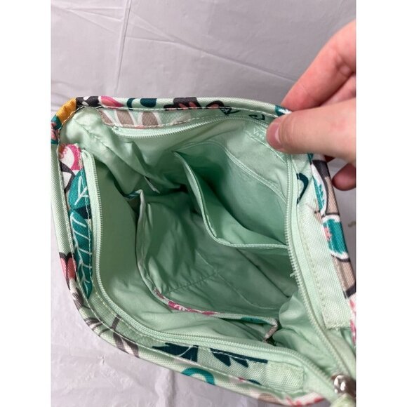 VERA BRADLEY Slim Crossbody MINT FLOWERS Bag Purse Tote - Picture 6 of 14